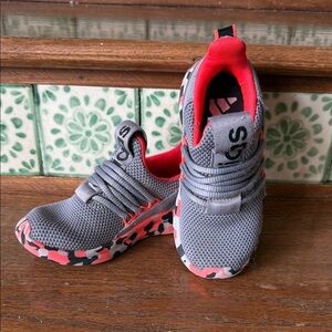 Adidas grey and bright orange slip on shoes size 11